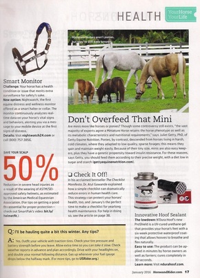 N'Dura Hoof featured in Horse and Rider January 2016